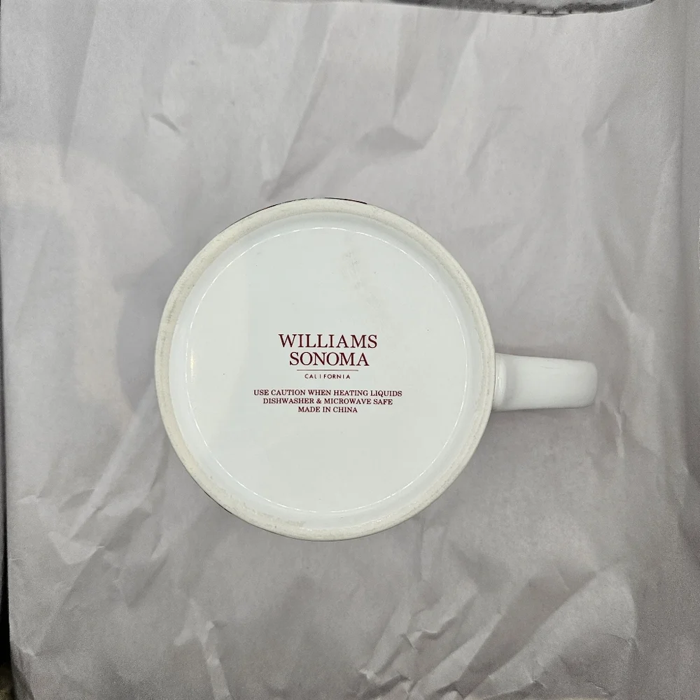 Williams Sonoma White and Brown Dog In Sweater Mug